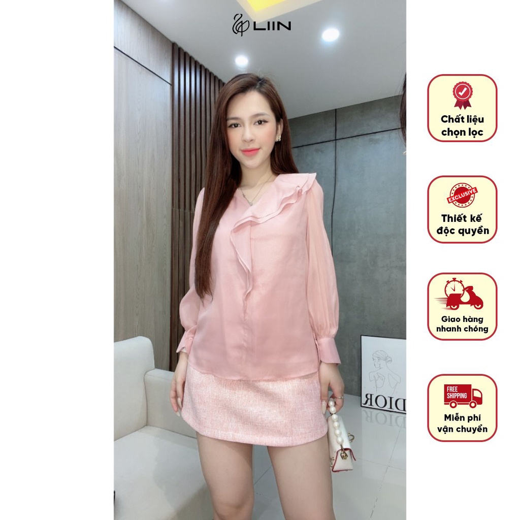 Áo Óng Hồng Trần Chỉ Vai Liin Clothing Thời Trang Công Sở Cao Cấp - AKD271SPI-S23