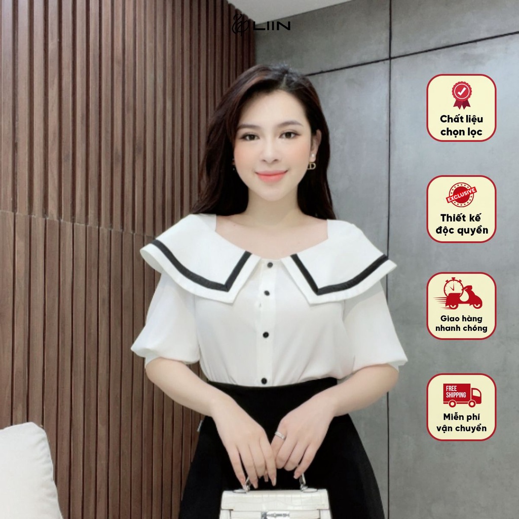 Áo Cộc Tay Lụa Tuyết Cổ Thủy Thủ Liin clothing - AKL099MIX-S23