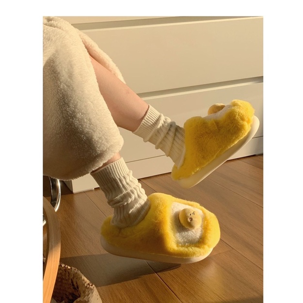 HÀNG LOẠI 1 Dép bông, dép đi trong nhà hình trứng vàng siêu dễ thương