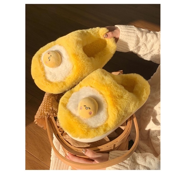 HÀNG LOẠI 1 Dép bông, dép đi trong nhà hình trứng vàng siêu dễ thương