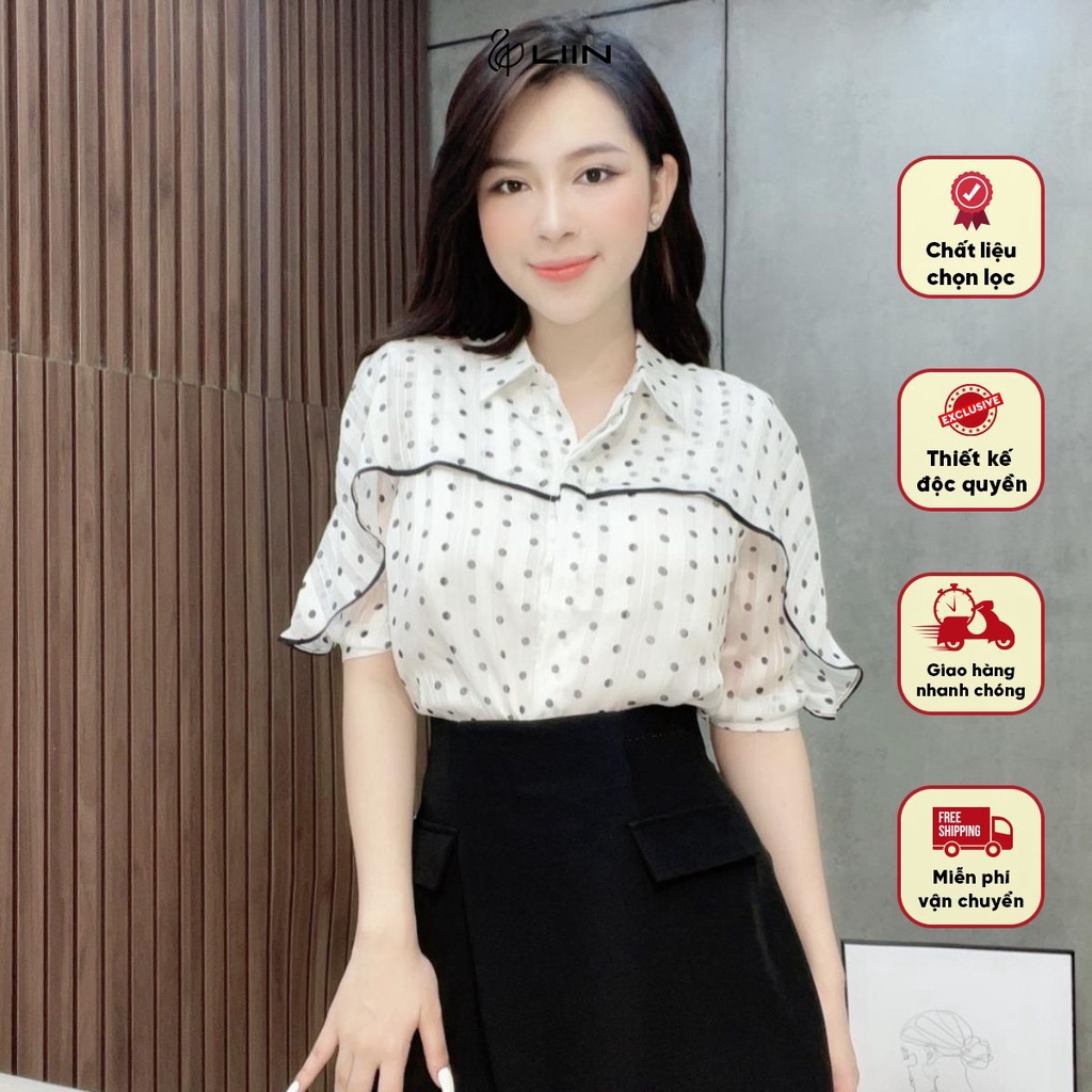 Áo chấm bi bèo rủ Liin clothing - SML037PRI-S23