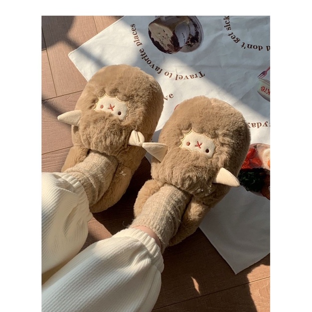 HÀNG LOẠI 1 Dép bông, dép đi trong nhà siêu dày hình cừu dễ thương