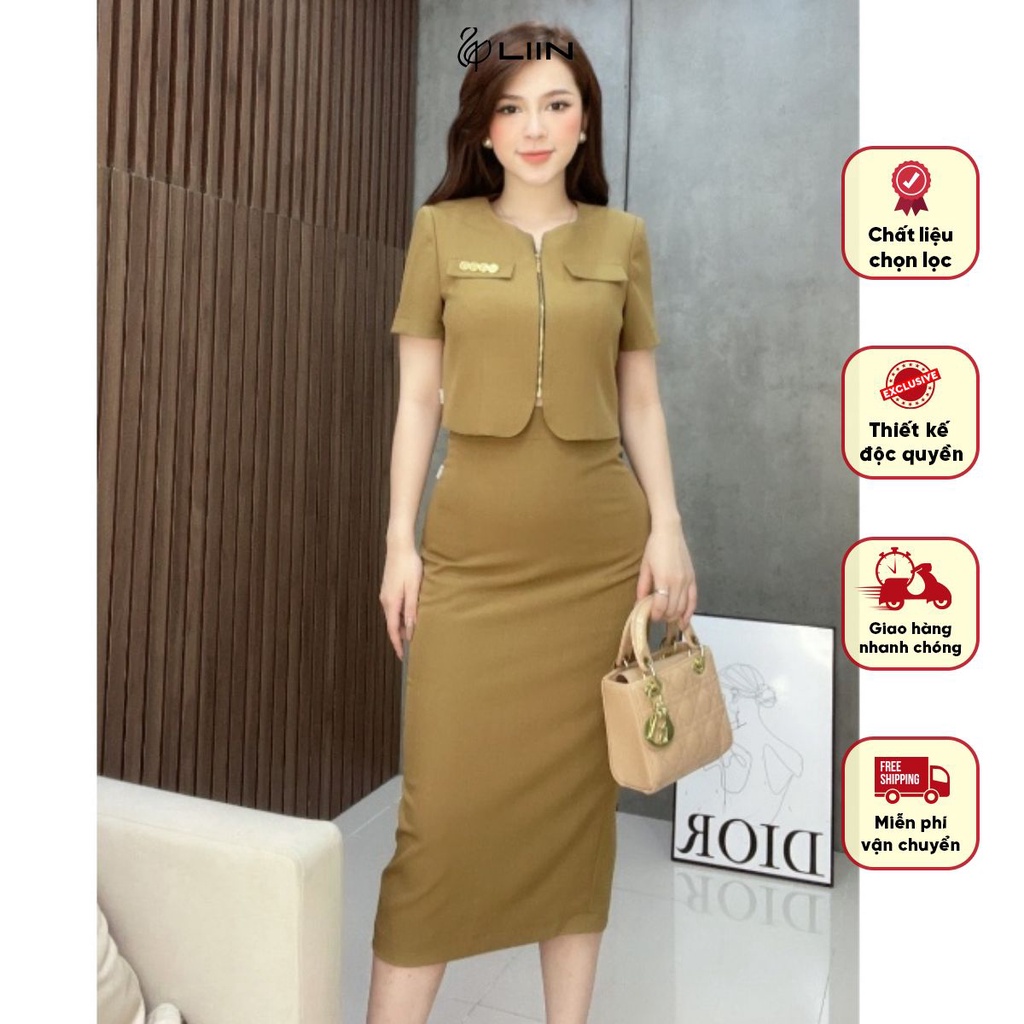 SVD031SBR-S23- Sét Nâu Chân Váy Dài Liin Clothing