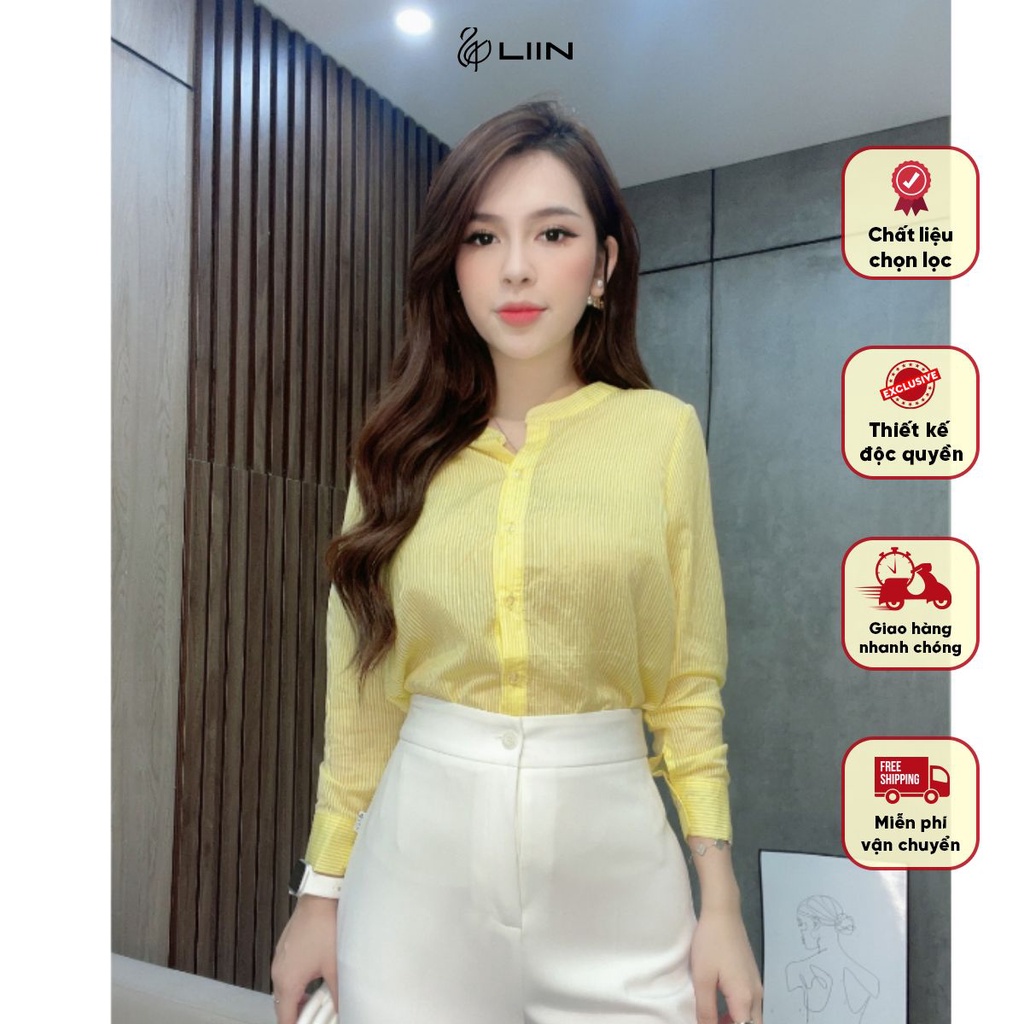 Áo Sơ Mi Kẻ Vàng Cổ Tàu Chất Liệu Cao Cấp Liin Clothing - AKD284PRI-S23