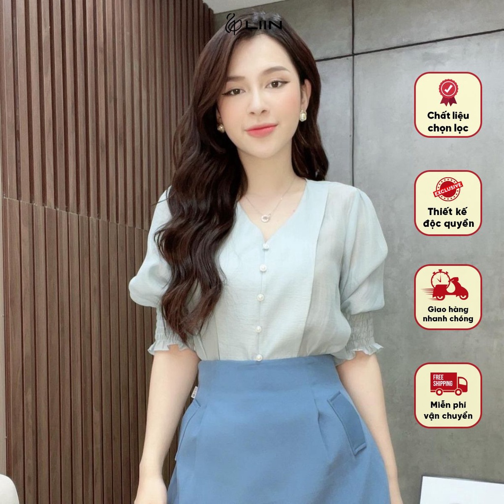 Áo Xanh Cổ V Liin Clothing - AKL210SBL-S23