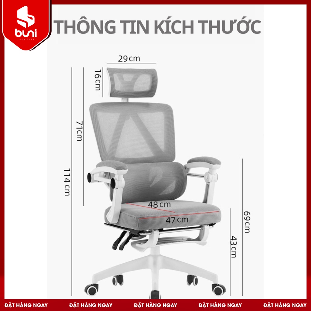 Ghế Công Thái Học CTH-95 RESDANI Kiểu Dáng Ngả Lưng Lên Đến 130 Độ