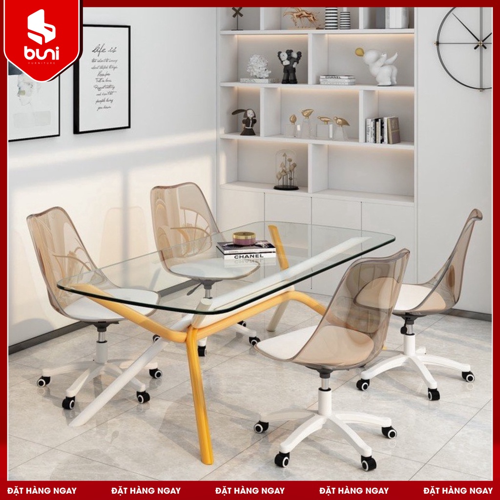 Ghế Nhựa Xoay Trong Suốt Acrylic Phù Hợp Ngành Văn Phòng, Chất Đệm Mềm Mịn, Dày Dặn, Thiết Kế Kiểu Dáng Sang Trọng | BigBuy360 - bigbuy360.vn