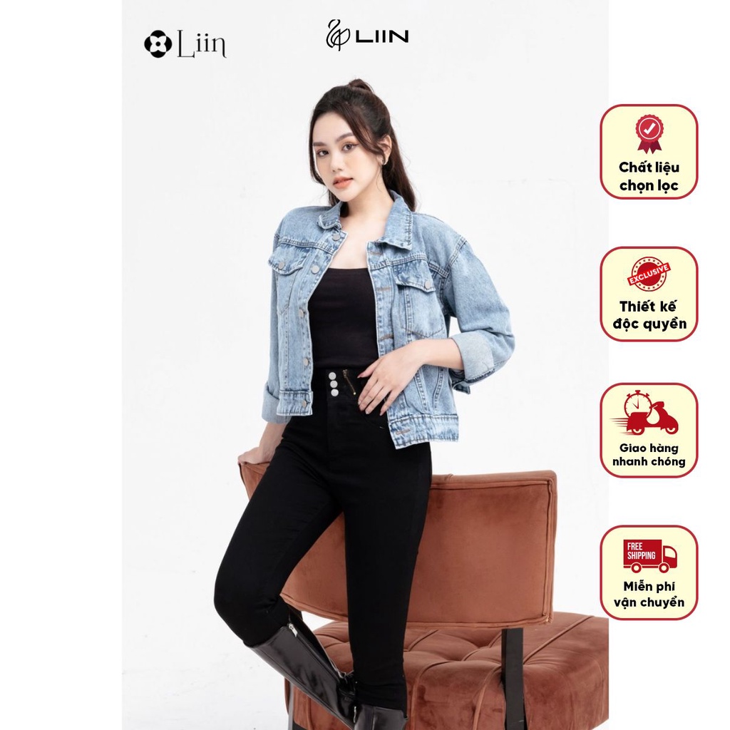 Áo khoác jean chữ năng động cá tính Liin Clothing V5521