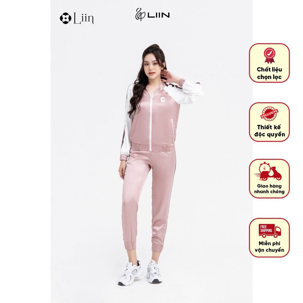 Set thể thao cao cấp lụa hồng kiểu dáng năng động trẻ trung Liin Clothing ST0012