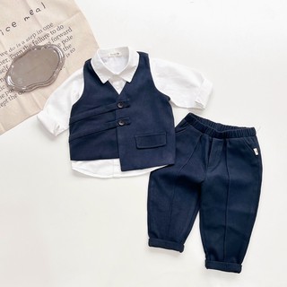 Bộ vest gile công tử Beemo chất nhung chéo hàn cho bé trai