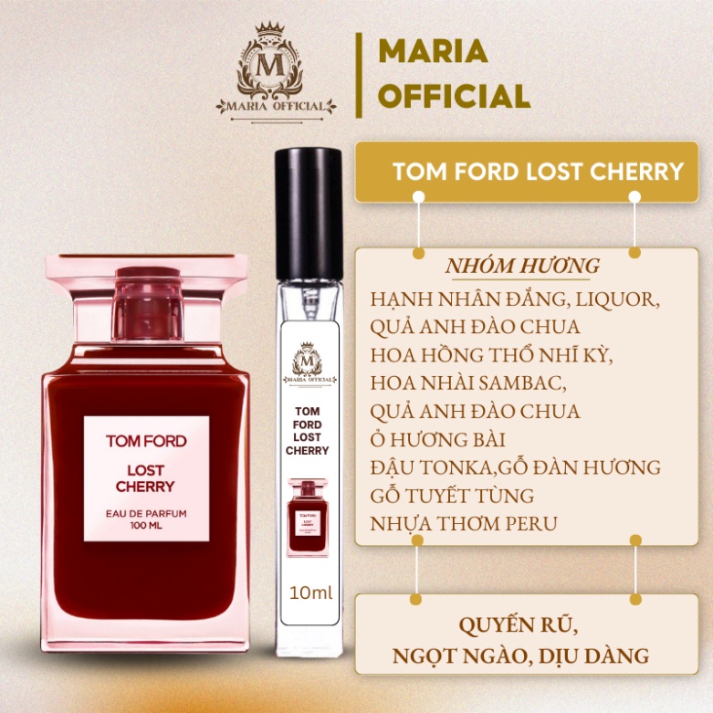 Nước hoa nam nữ unisex Tom Ford Lost Cherry EDP chiết 10ml-quyến rũ, ngọt ngào, dịu dàng