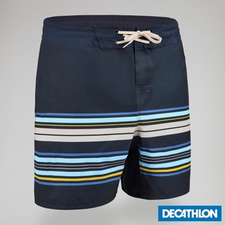 Quần short lướt sóng 500 41 cm cho nam DECATHLON olaian kẻ ngang đen