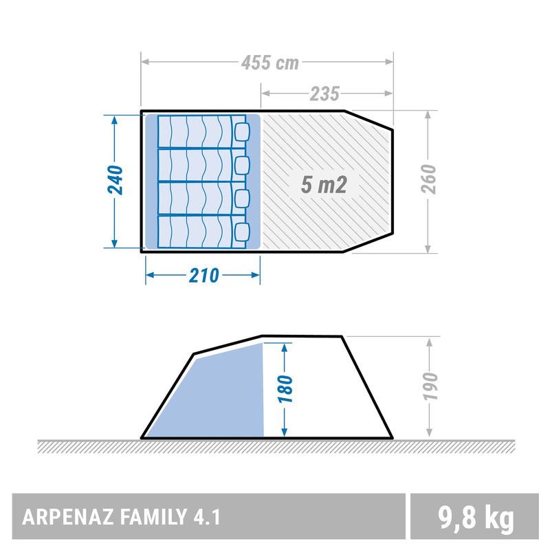 Lều cắm trại gia đình Arpenaz 4.1 _PIPE_ 4 người DECATHLON QUECHUA mã 8378237