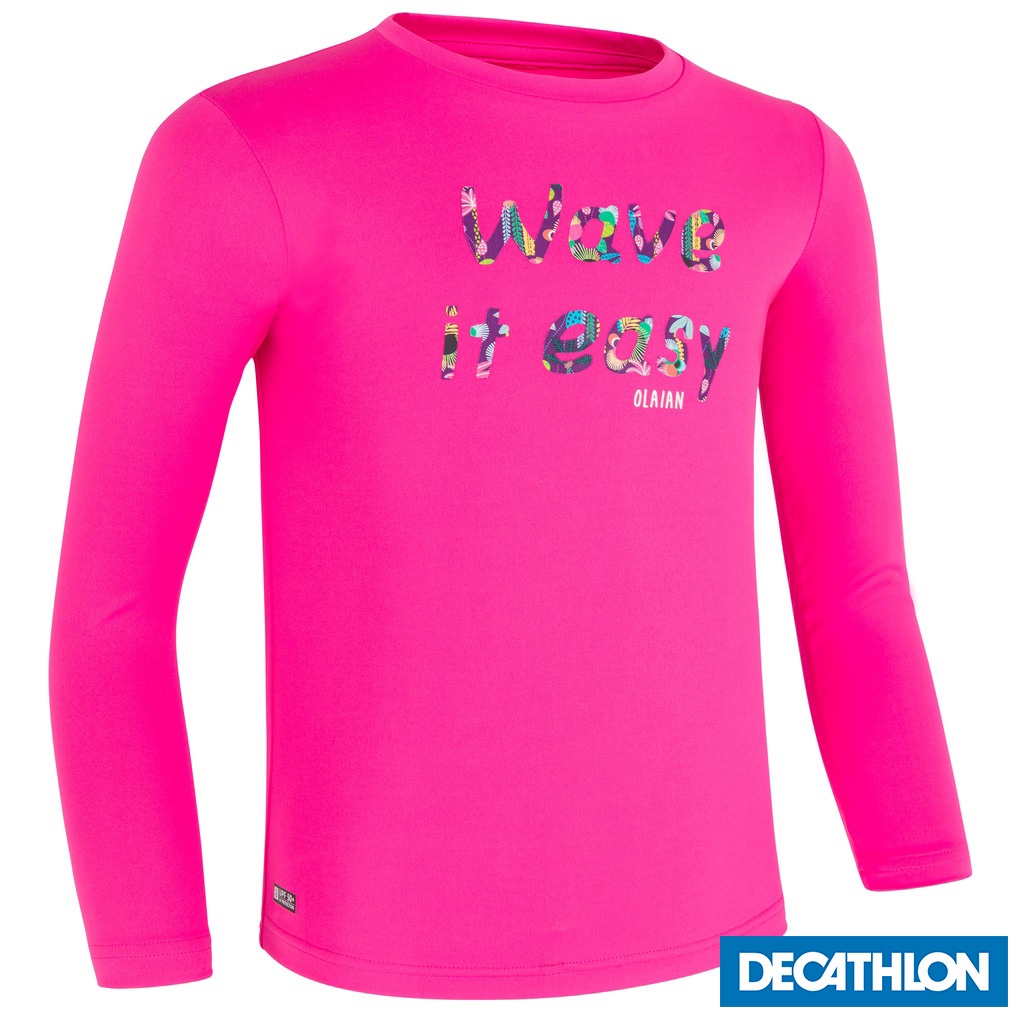 Áo thun dài tay lướt sóng chống tia UV cho trẻ em - Hồng DECATHLON mã 8611615
