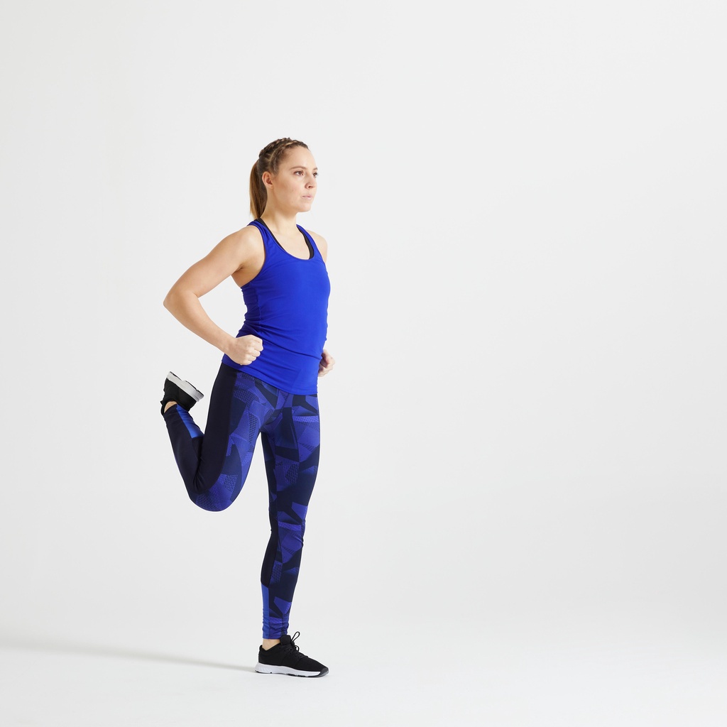 Áo thun không tay tập fitness 100 cho nữ - Xanh dương DOMYOS mã 8587779