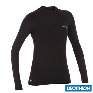 Áo thun lướt sóng dài tay chống tia cực tím cho nữ đen DECATHLON olaian mã 8485993