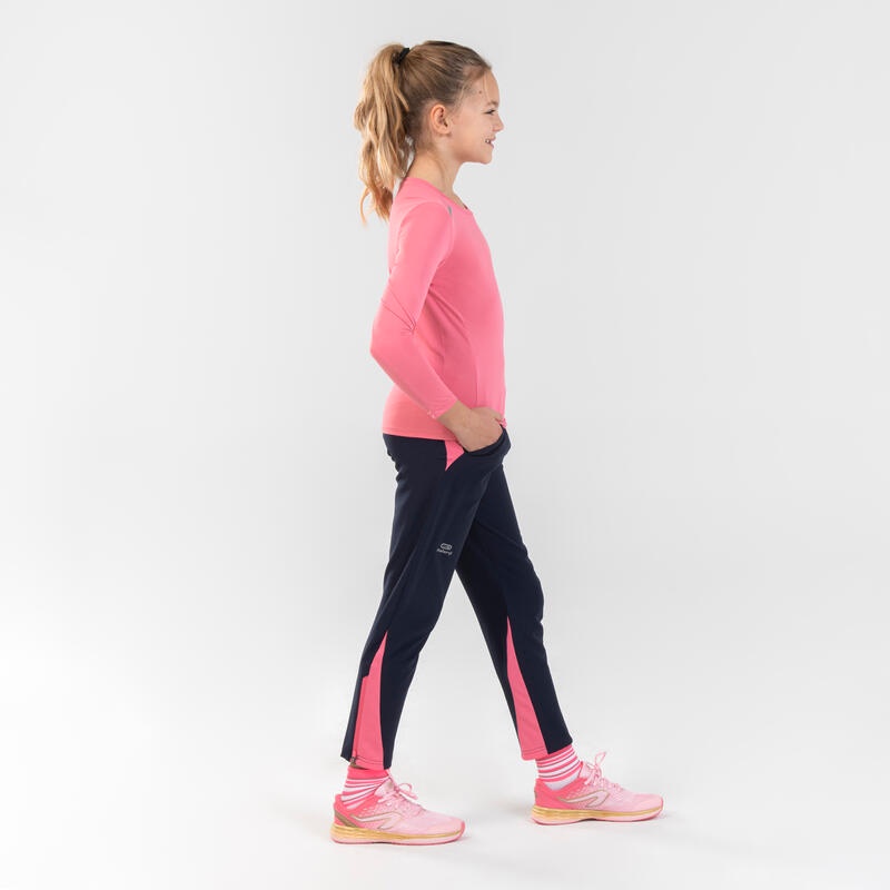 Áo thun dài tay chạy bộ chống tiaUV AT300 cho trẻ em Hồng DECATHLON mã 8607795