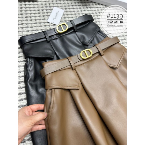 Chân váy da dài kèm đai hàng QCL
