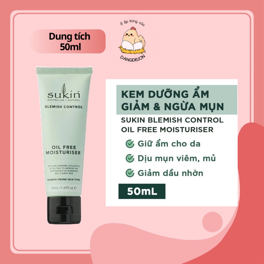 Kem dưỡng ẩm giảm mụn Sukin Blemish Control Oil Free Moisturiser 50ml