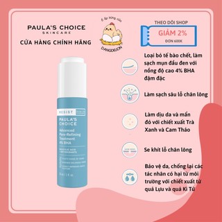 Lotion tái tạo và phục hồi da mụn Paula's Choice Resist Advanced Pore Refining Treatment 4% BHA 30ml
