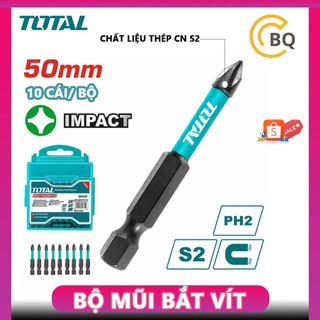 Bộ 10 mũi bắt vít có từ ph2x50mm total tacim16ph223 chất liệu thép công nghiệp, mũi bắt vít cbqs