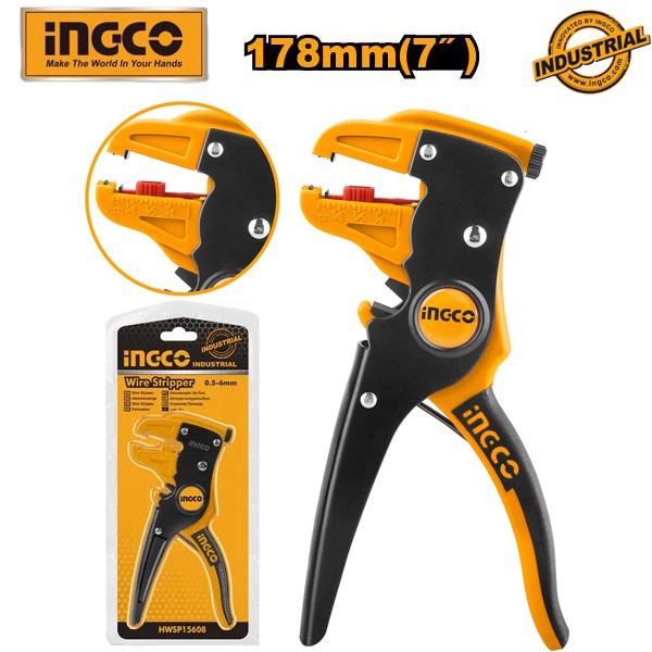 Kìm tuốt dây điện cos đa năng cao cấp INGCO HWSP15608 cắt tuốt dây điện cáp mạng nối điện tử đường kính 0.5-6mm CBQs