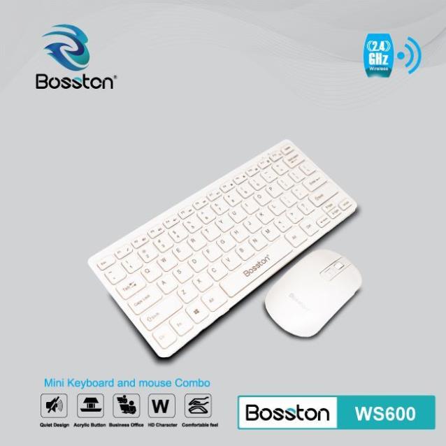 Bộ bàn phím chuột không dây wireless Bosston WS600 mỏng cho máy tính và laptop