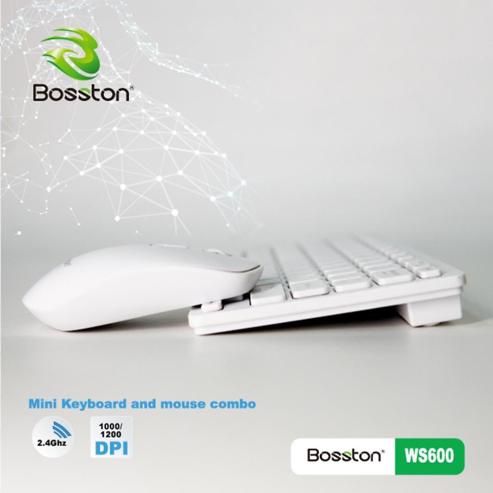 Bộ bàn phím chuột không dây wireless Bosston WS600 mỏng cho máy tính và laptop