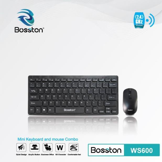 Bộ bàn phím chuột không dây wireless Bosston WS600 mỏng cho máy tính và laptop