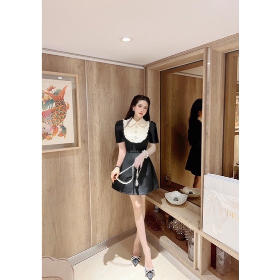 Đầm tiểu thư cổ trắng đính hoa bigsize từ 55-100kg