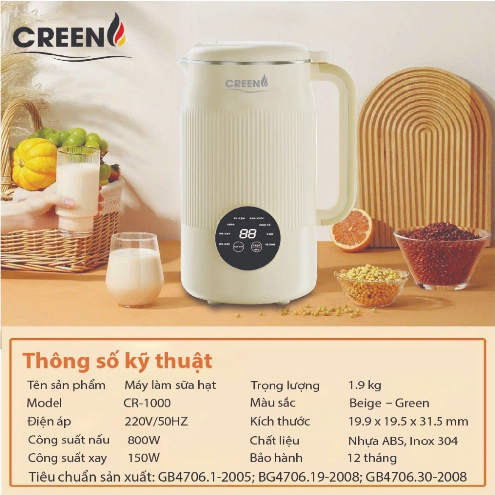 Máy làm sữa hạt CREEN CR-1000ml