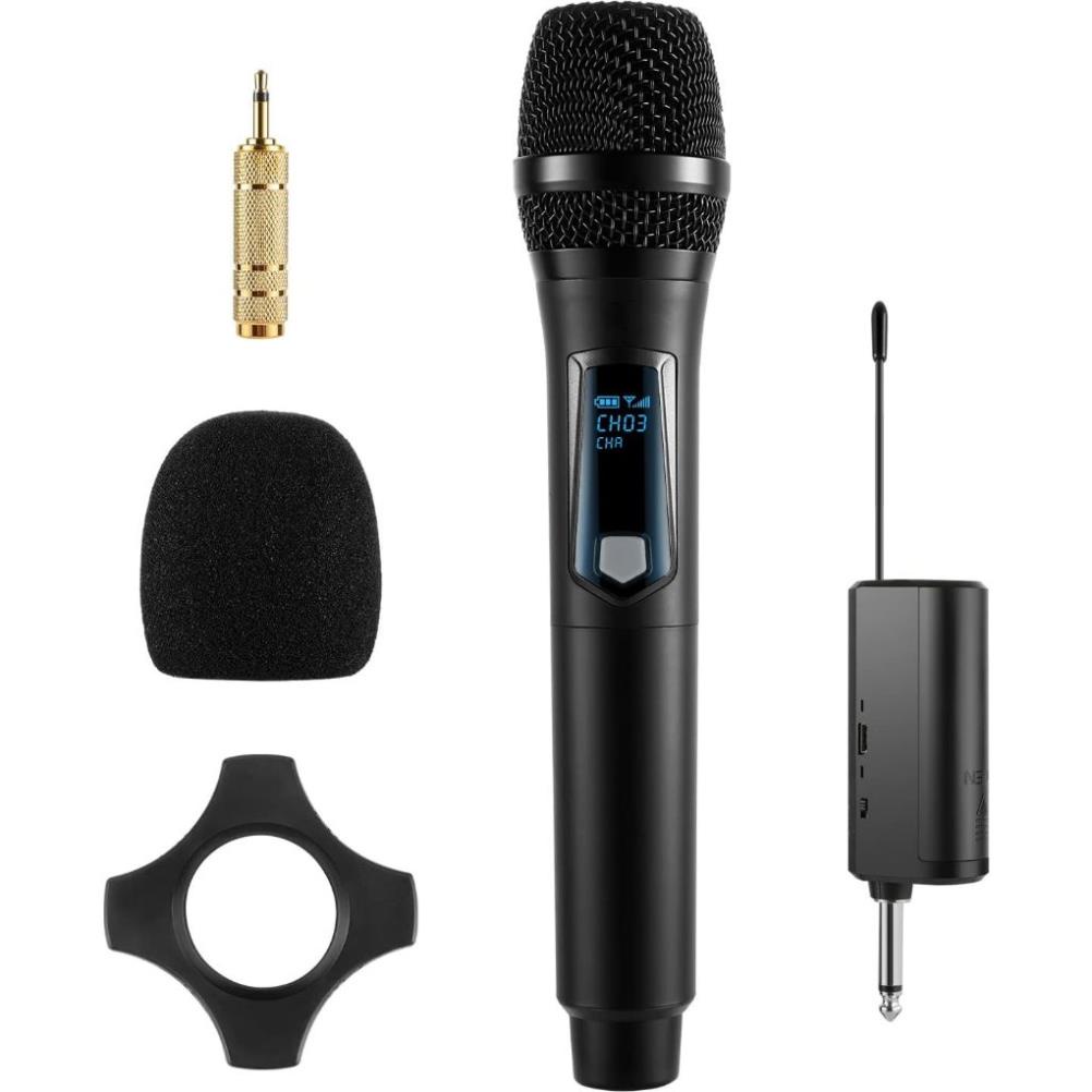 Micro karaoke không dây UHF cho amly loa kéo sound card livestream hay 1 mic và 2 mic Ehoona E30 sạc pin