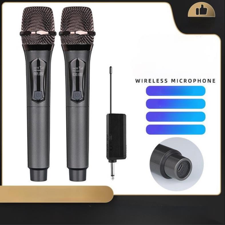 Micro karaoke không dây UHF cho amly loa kéo sound card livestream hay 1 mic và 2 mic Ehoona E30 sạc pin