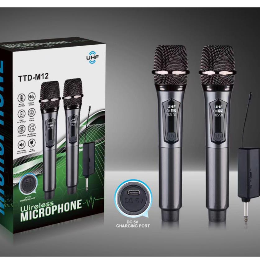 Micro karaoke không dây UHF cho amly loa kéo sound card livestream hay 1 mic và 2 mic Ehoona E30 sạc pin