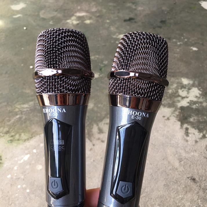 Micro karaoke không dây UHF cho amly loa kéo sound card livestream hay 1 mic và 2 mic Ehoona E30 sạc pin