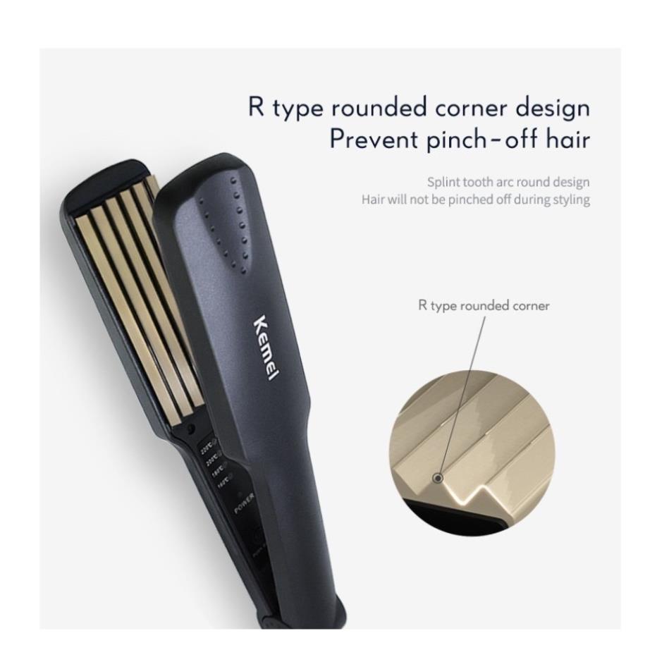 Máy bấm dập xù xoăn tạo kiểu tóc Kemei KM 472 chỉnh 4 mức nhiệt độ thông minh chuyên dùng nóng nhanh