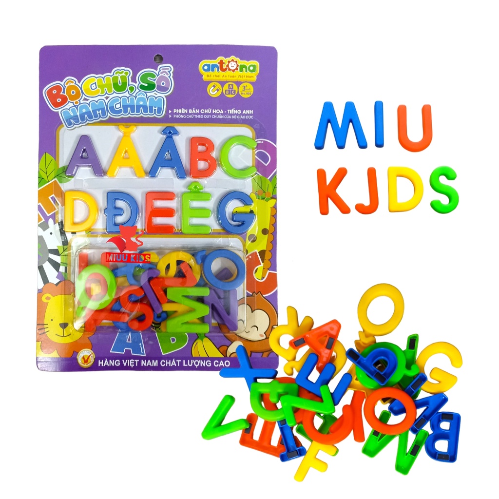 Bộ  Vỉ Chữ Cái In Hoa, In Thương Và Chữ Số Nam Châm Antona