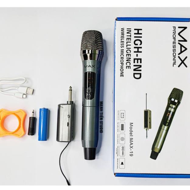 Micro karaoke không dây cho amly loa kéo sound card livestream hay UHF 1 mic và 2 mic Max 39 sạc pin