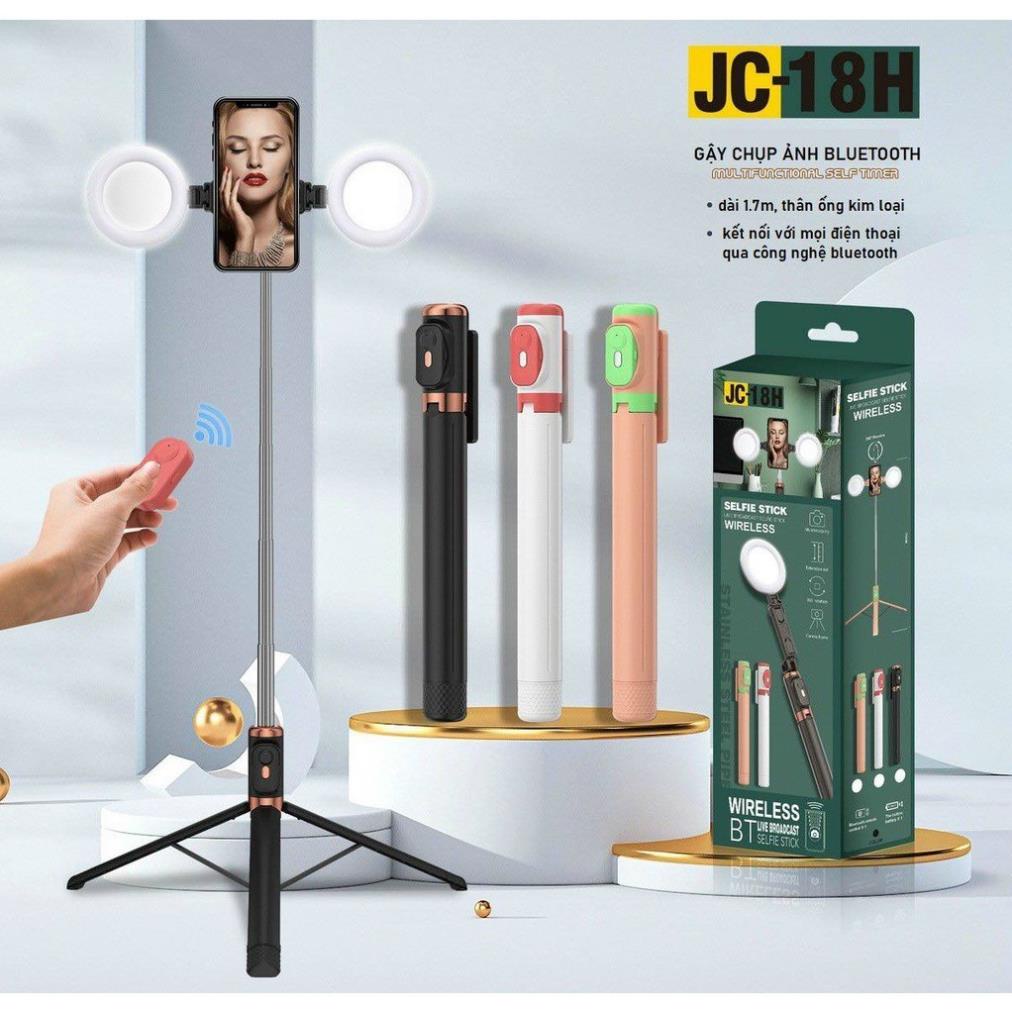 Gậy chụp hình 3 chân có remote kéo cao 1m7 2 đèn led xoay 360 JC 18H