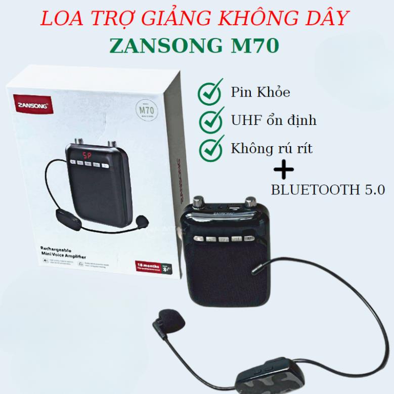 Loa trợ giảng micro bluetooth không dây wireless pin sạc Zansong M70 âm thanh to cho giáo viên hướng dẫn viên
