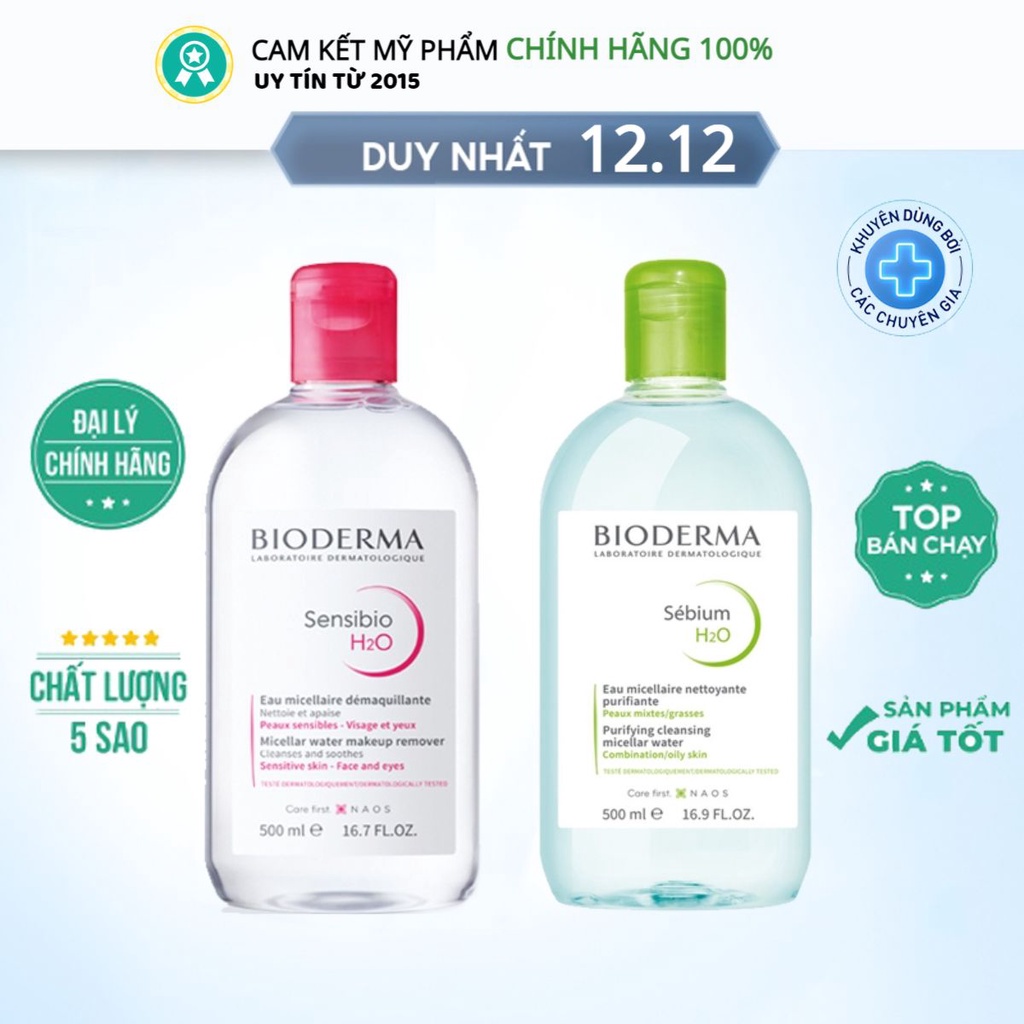 Nước tẩy trang Biodrma 500ml cho ra nhảy cảm và ra dầu - cosmetics_sto