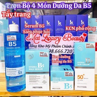 Bộ 4 món serum b5 + kem chống nắng b5 + tẩy trang b5 + kem dưỡng b5 hydra pretty skin dưỡng trắng phục hồi da