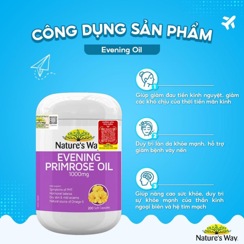 Viên Uống Tinh Dầu Hoa Anh Thảo Nature s Way Evening Primrose Oil Hỗ Trợ