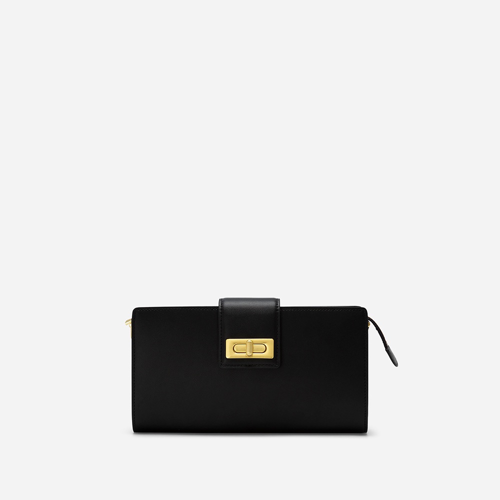 Vascara Clutch Da Thật Nhấn Khóa Gài - CLU 0112