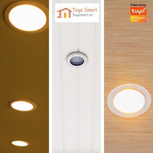 Đèn LED downlight âm trần TUYA, Bluetooth công suất 10W-15W, 16 triệu màu, nháy theo nhạc, điều khiển trên điện thoại