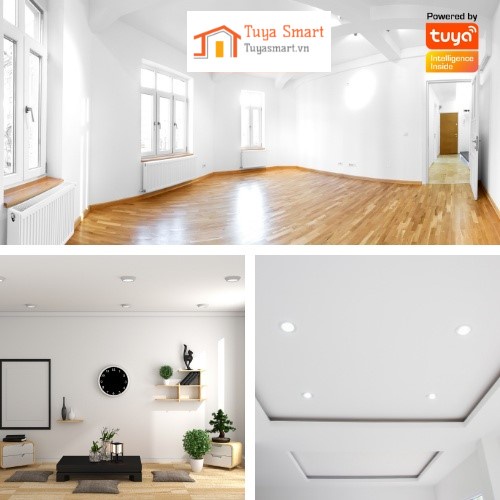 Đèn LED downlight âm trần TUYA, Bluetooth công suất 10W-15W, 16 triệu màu, nháy theo nhạc, điều khiển trên điện thoại