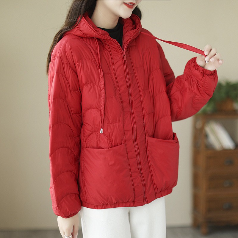 Áo khoác lông vũ dài tay KAMAKA có mũ hai túi ngang khóa kéo - NU9403