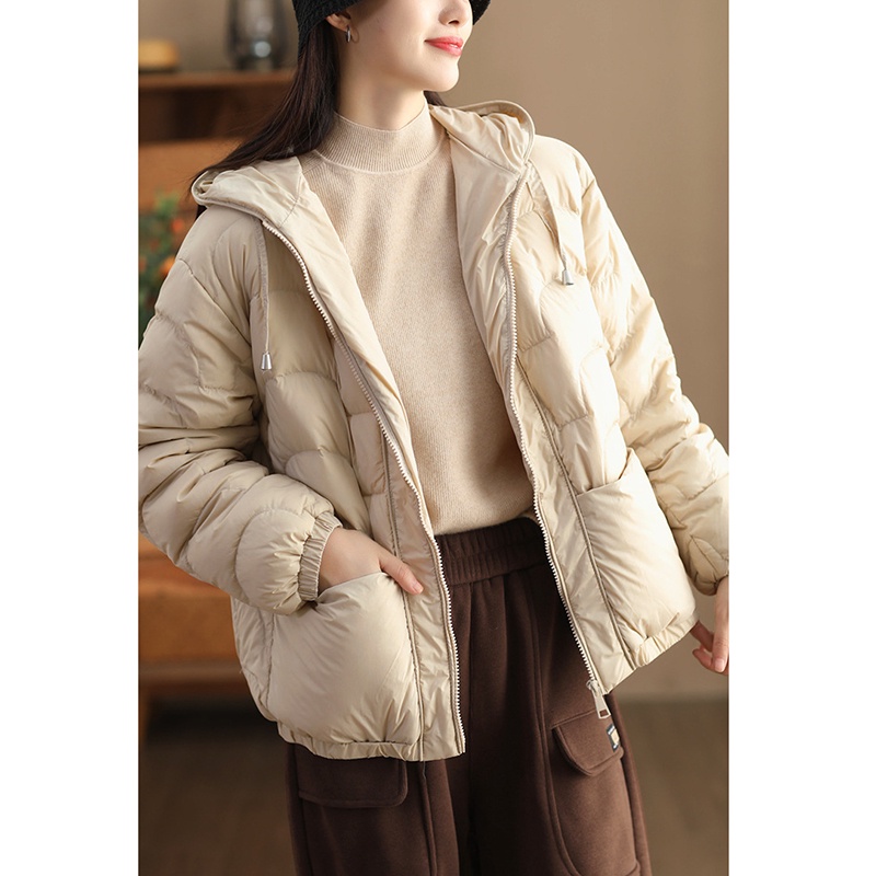 Áo khoác lông vũ dài tay KAMAKA có mũ hai túi ngang khóa kéo - NU9403