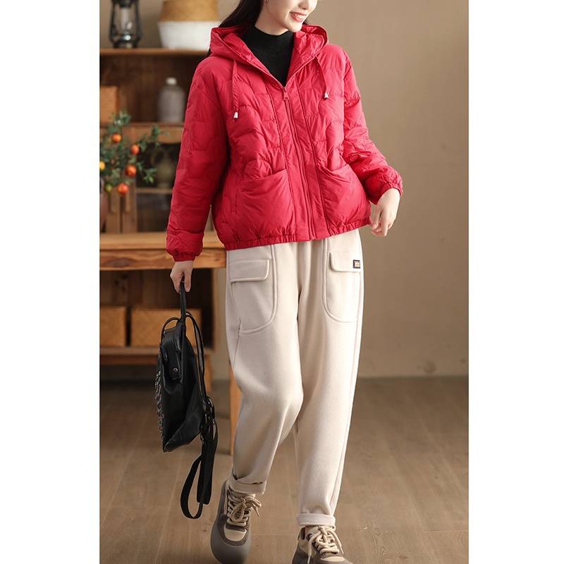 Áo khoác lông vũ dài tay KAMAKA có mũ hai túi ngang khóa kéo - NU9403