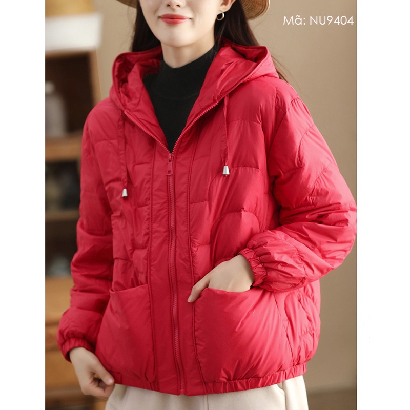 Áo khoác lông vũ dài tay KAMAKA có mũ hai túi ngang khóa kéo - NU9403